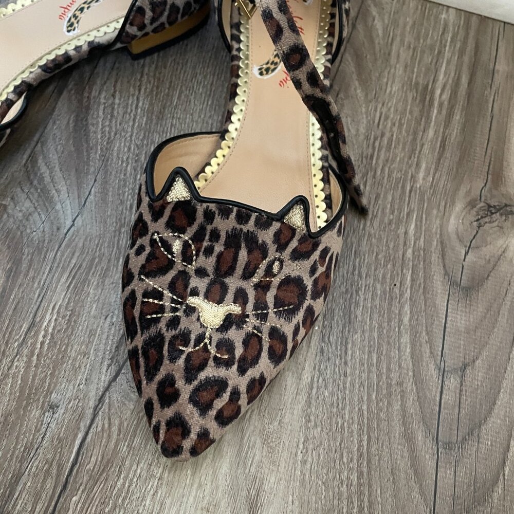 Charlotte Olympia Kitty Leopard D'orsay Flats - Picture 2 of 7
